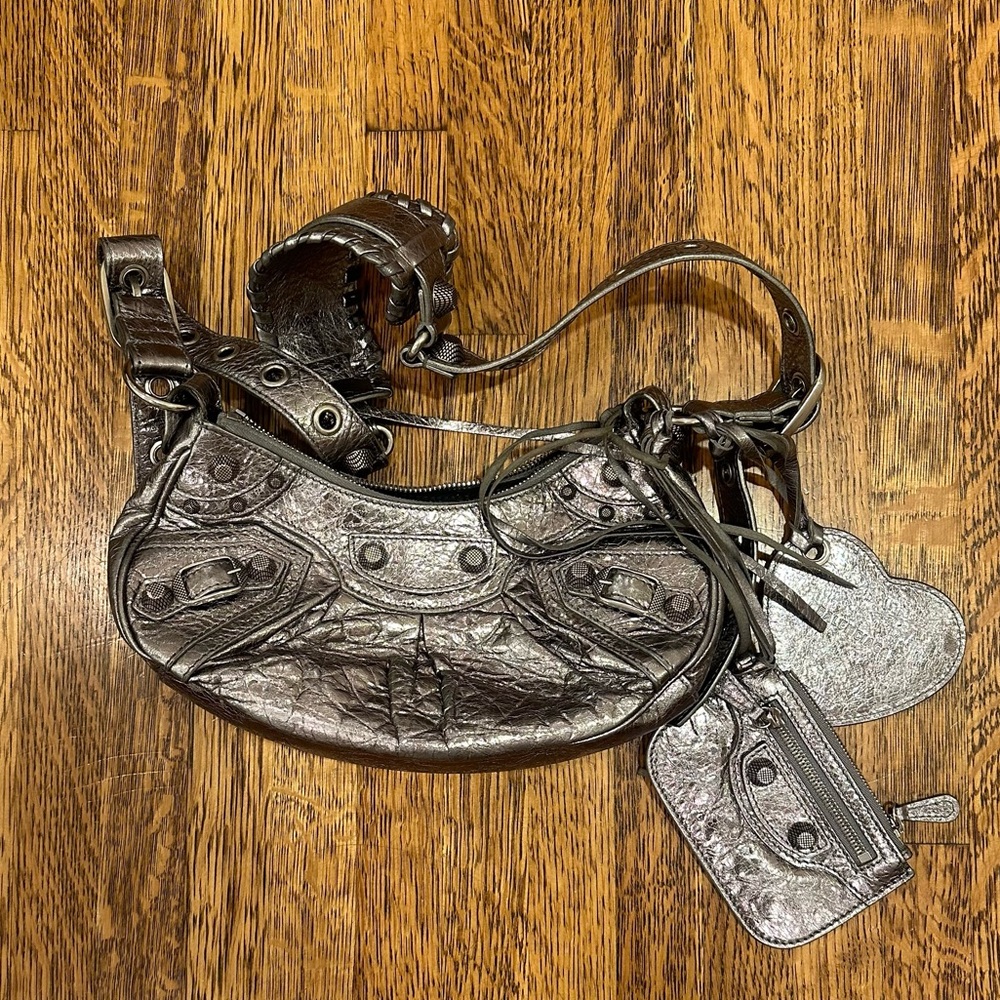 BALENCIAGA LE CAGOLE XS METALLIC BAG